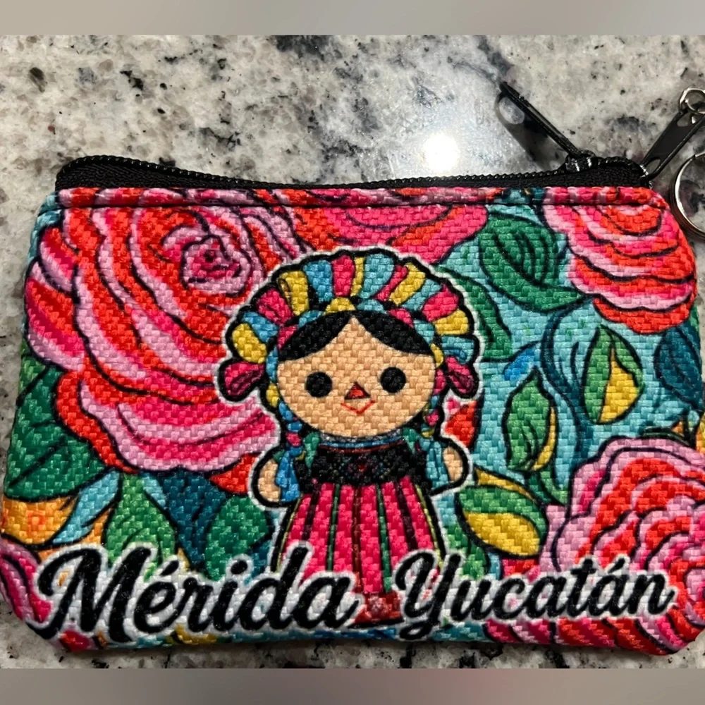 Embroidered Floral Coin Bag